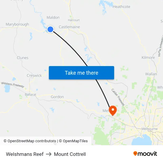Welshmans Reef to Mount Cottrell map