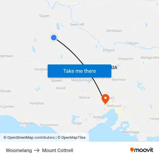 Woomelang to Mount Cottrell map
