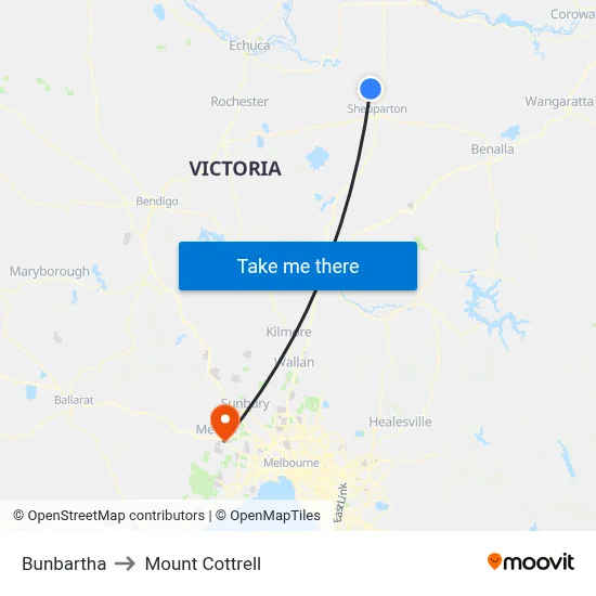 Bunbartha to Mount Cottrell map