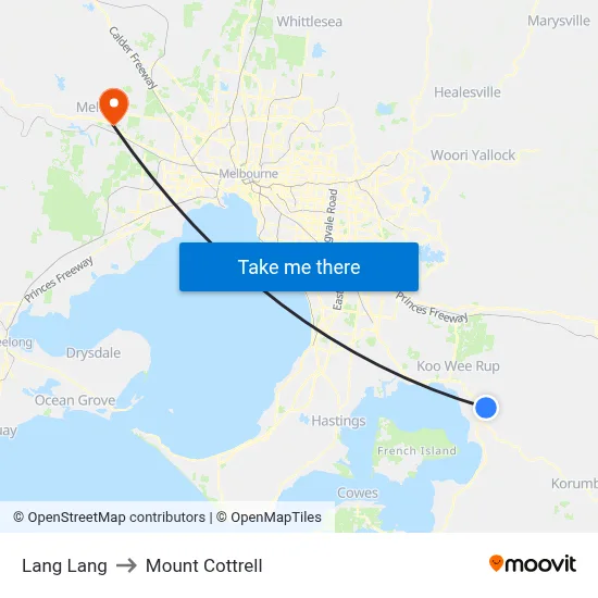 Lang Lang to Mount Cottrell map