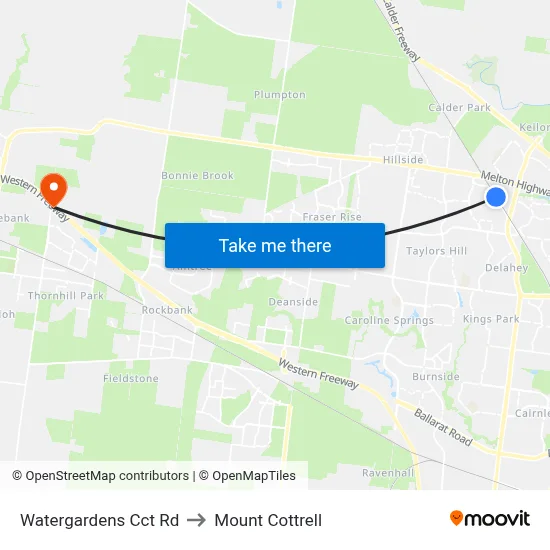Watergardens Cct Rd to Mount Cottrell map