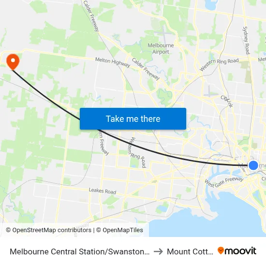 Melbourne Central Station/Swanston St #8 to Mount Cottrell map
