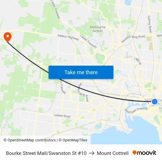 Bourke Street Mall/Swanston St #10 to Mount Cottrell map