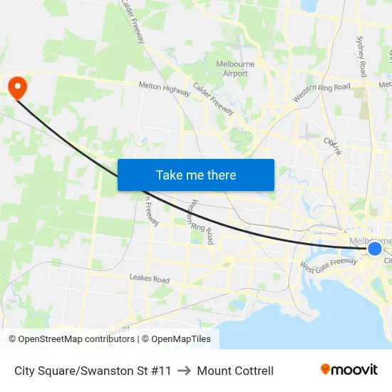 City Square/Swanston St #11 to Mount Cottrell map