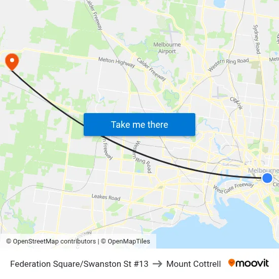 Federation Square/Swanston St #13 to Mount Cottrell map
