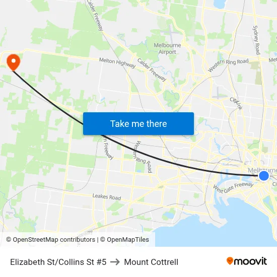 Elizabeth St/Collins St #5 to Mount Cottrell map