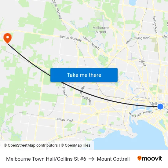 Melbourne Town Hall/Collins St #6 to Mount Cottrell map