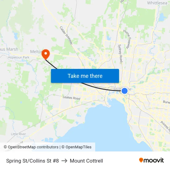 Spring St/Collins St #8 to Mount Cottrell map