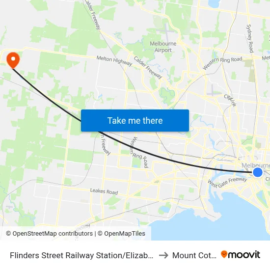 Flinders Street Railway Station/Elizabeth St #1 to Mount Cottrell map