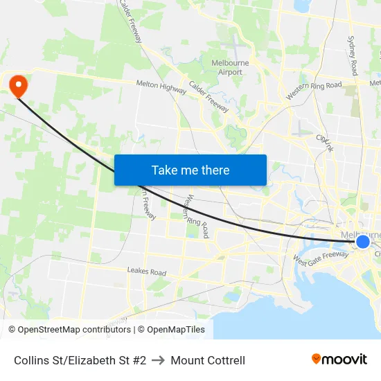 Collins St/Elizabeth St #2 to Mount Cottrell map