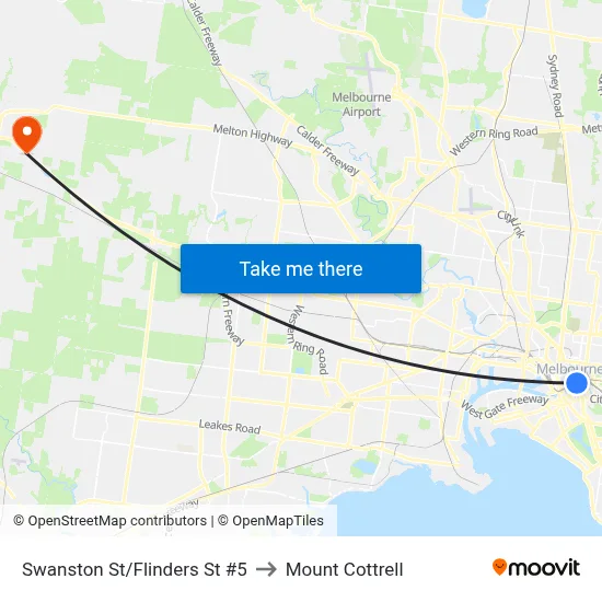 Swanston St/Flinders St #5 to Mount Cottrell map