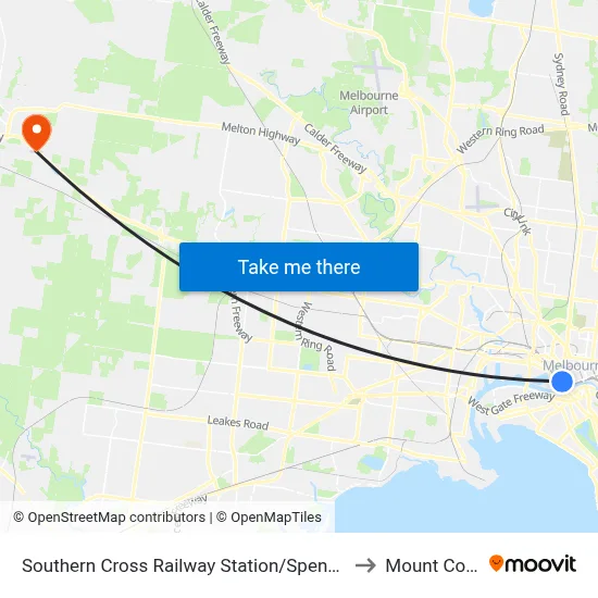 Southern Cross Railway Station/Spencer St #122 to Mount Cottrell map