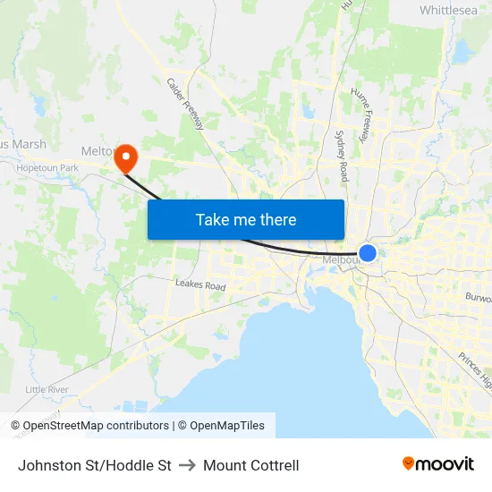 Johnston St/Hoddle St to Mount Cottrell map