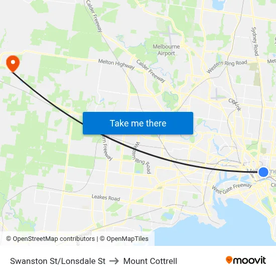 Swanston St/Lonsdale St to Mount Cottrell map