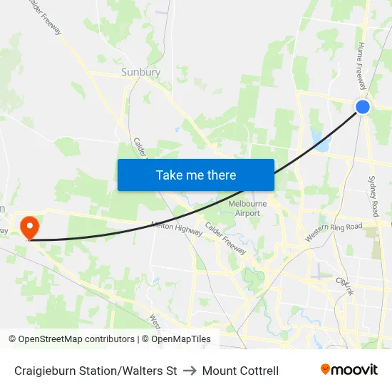 Craigieburn Station/Walters St to Mount Cottrell map