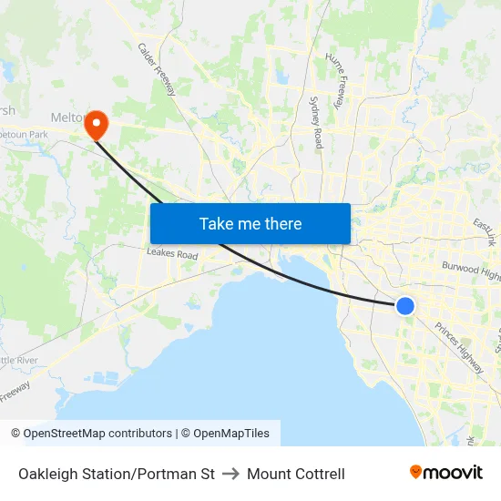 Oakleigh Station/Portman St to Mount Cottrell map