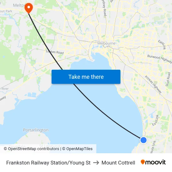 Frankston Railway Station/Young St to Mount Cottrell map