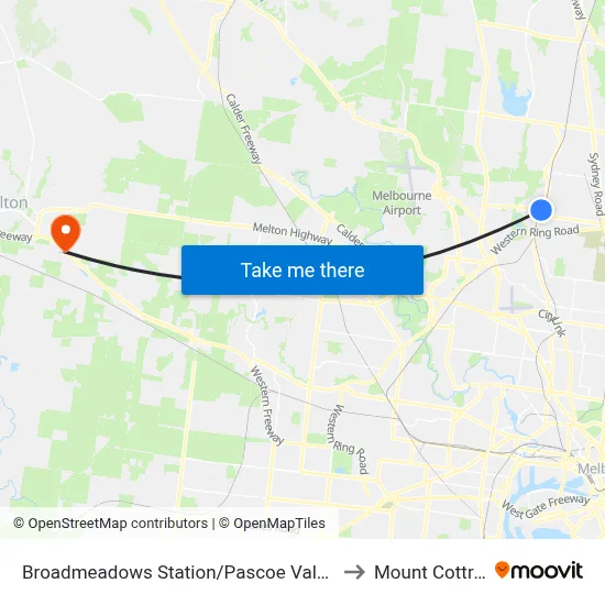 Broadmeadows Station/Pascoe Vale Rd to Mount Cottrell map