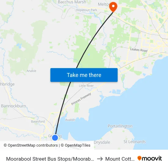 Moorabool Street Bus Stops/Moorabool St to Mount Cottrell map
