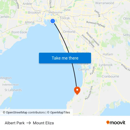 Albert Park to Mount Eliza map