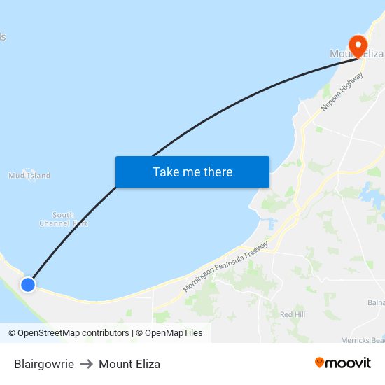Blairgowrie to Mount Eliza map