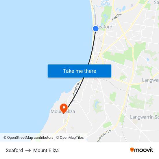 Seaford to Mount Eliza map