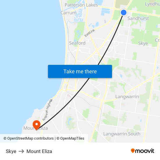 Skye to Mount Eliza map