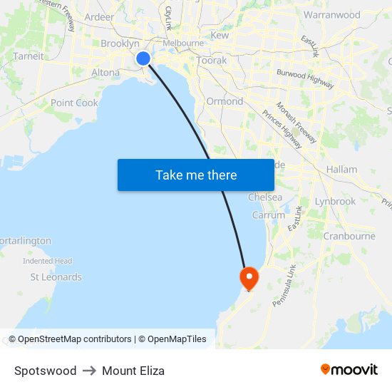 Spotswood to Mount Eliza map