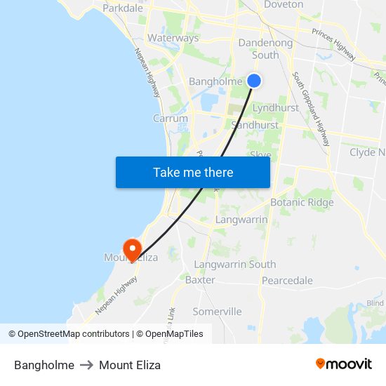 Bangholme to Mount Eliza map