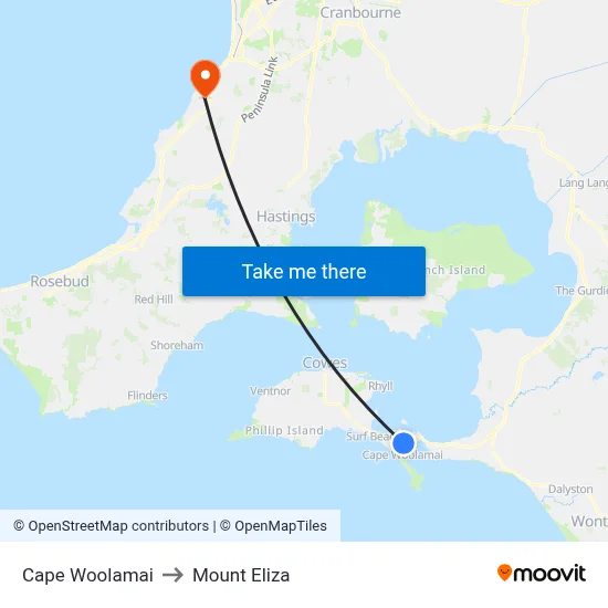 Cape Woolamai to Mount Eliza map