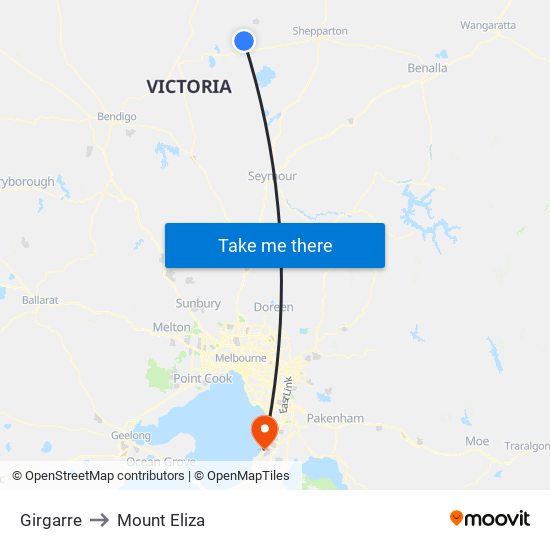 Girgarre to Mount Eliza map