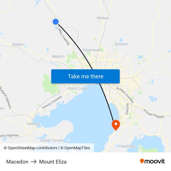 Macedon to Mount Eliza map