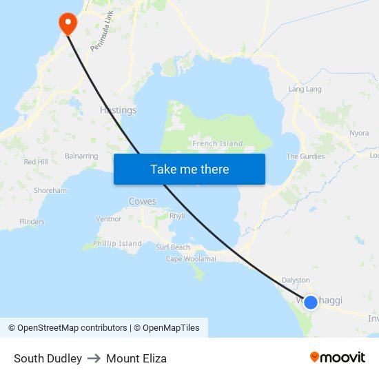 South Dudley to Mount Eliza map
