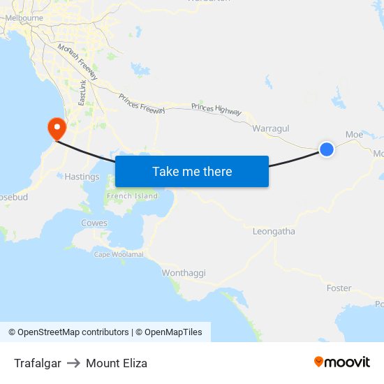 Trafalgar to Mount Eliza map