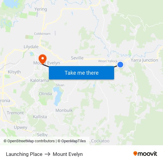 Launching Place to Mount Evelyn map