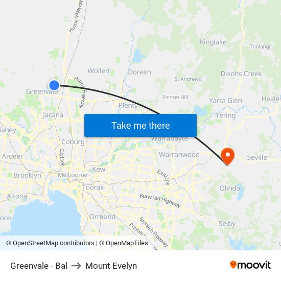 Greenvale - Bal to Mount Evelyn map