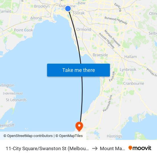 11-City Square/Swanston St (Melbourne City) to Mount Martha map