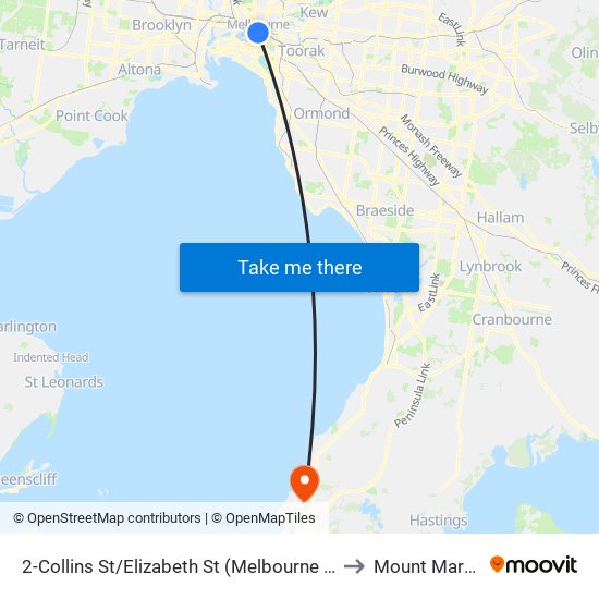 2-Collins St/Elizabeth St (Melbourne City) to Mount Martha map