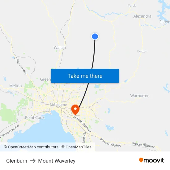 Glenburn to Mount Waverley map