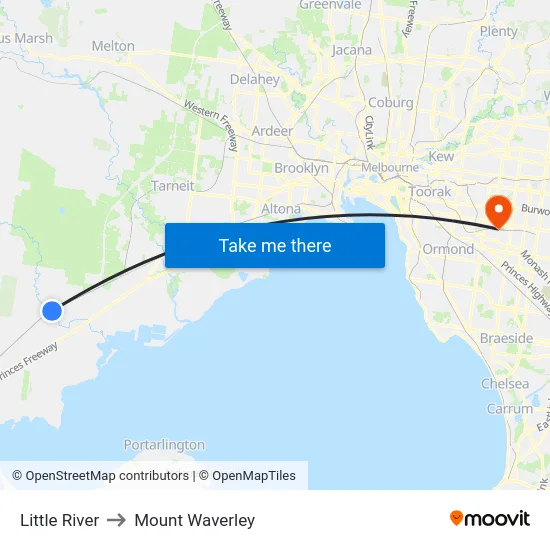 Little River to Mount Waverley map