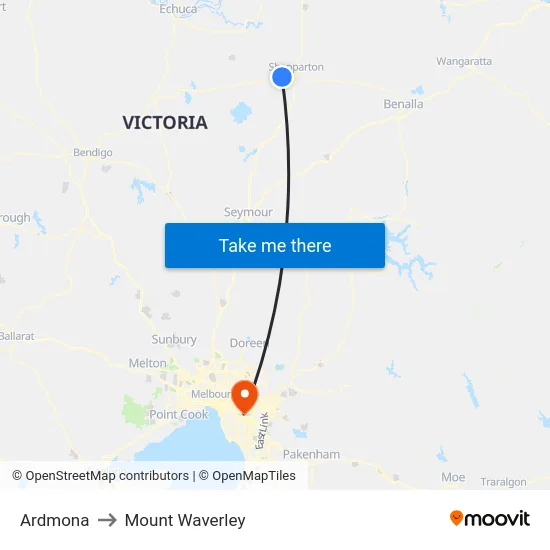 Ardmona to Mount Waverley map