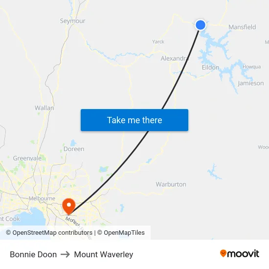 Bonnie Doon to Mount Waverley map