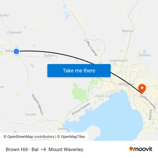Brown Hill - Bal to Mount Waverley map