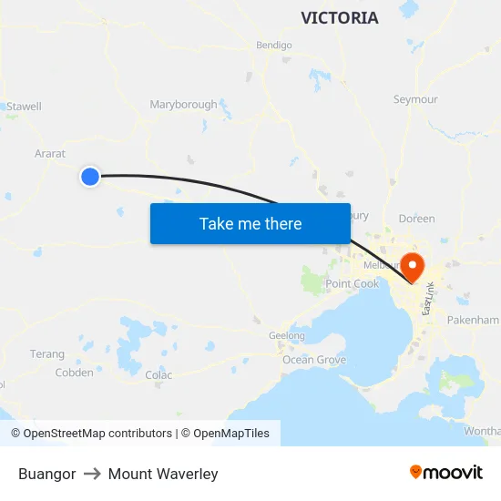 Buangor to Mount Waverley map