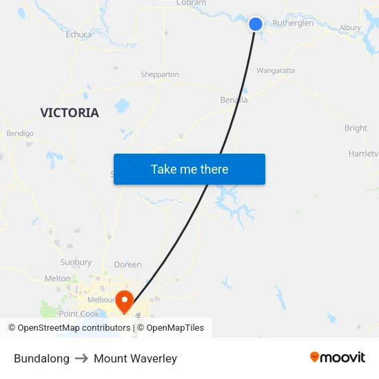 Bundalong to Mount Waverley map