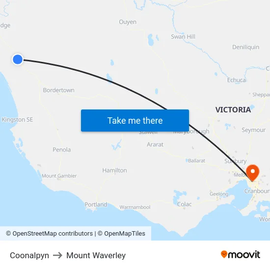 Coonalpyn to Mount Waverley map