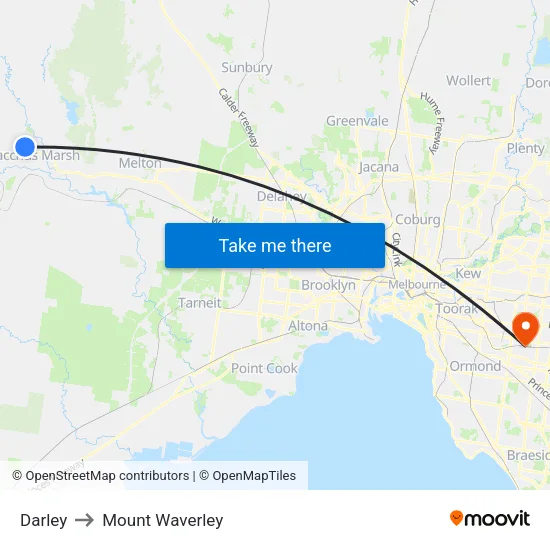 Darley to Mount Waverley map