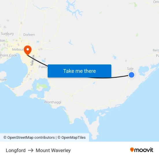 Longford to Mount Waverley map