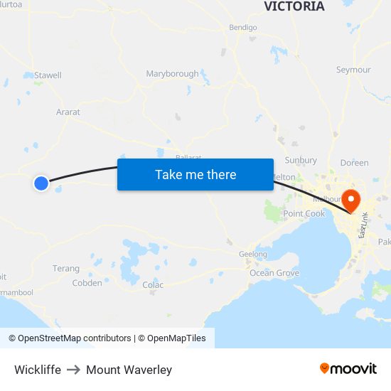 Wickliffe to Mount Waverley map