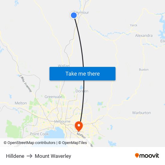Hilldene to Mount Waverley map